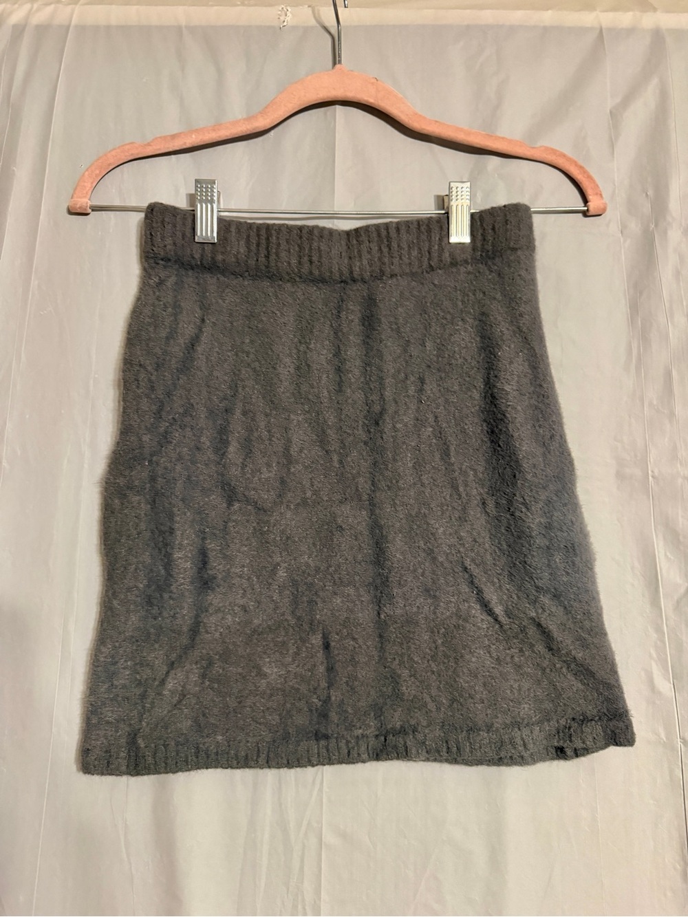 Hollister Women’s XS Ultra High Rise Fuzzy Knit Mini Skirt Gray Soft Y2K